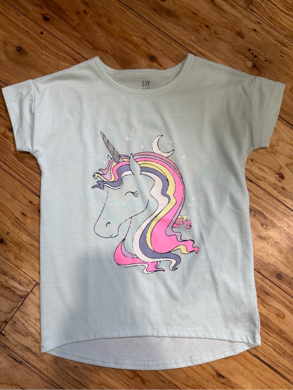 GAP Light Mint Unicorn Graphic Tee with Pastel Mane